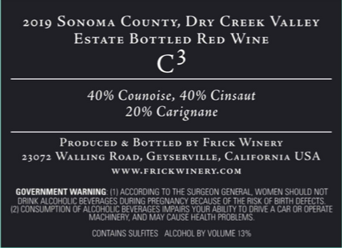 (Library) C3 (C cubed) Red Blend 2019 Estate, Dry Creek Valley