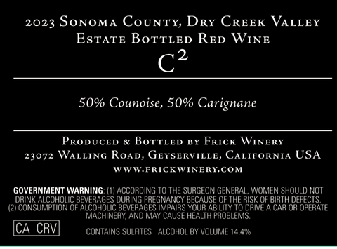 C2 (C-squared) Red Blend 2023  Estate, Dry Creek Valley (Low Stock)