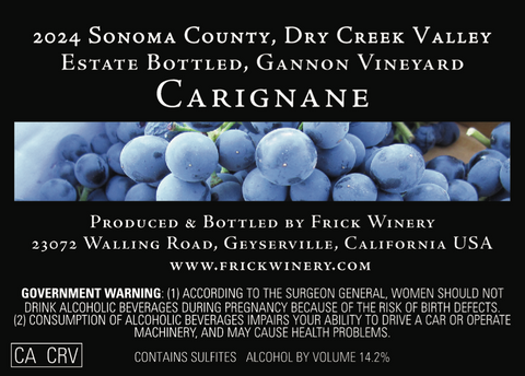 CARIGNANE 2024 Estate Gannon Vineyard, Dry Creek Valley