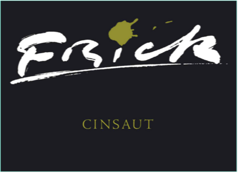 Bottle label with Frick logo and the word Cinsaut