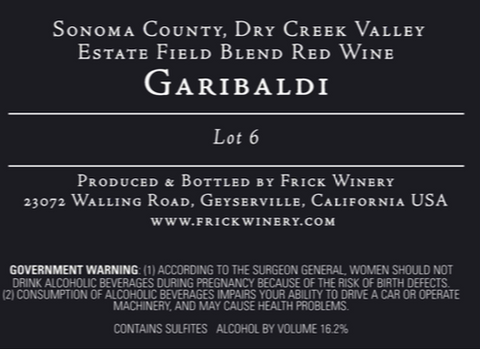 Garibaldi Lot 6 label